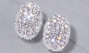 Oval-Shaped Crystal Filled Earrings