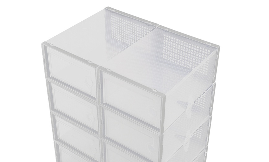 Image 7: 12-Compartment Stackable Shoe Storage Box Organisers