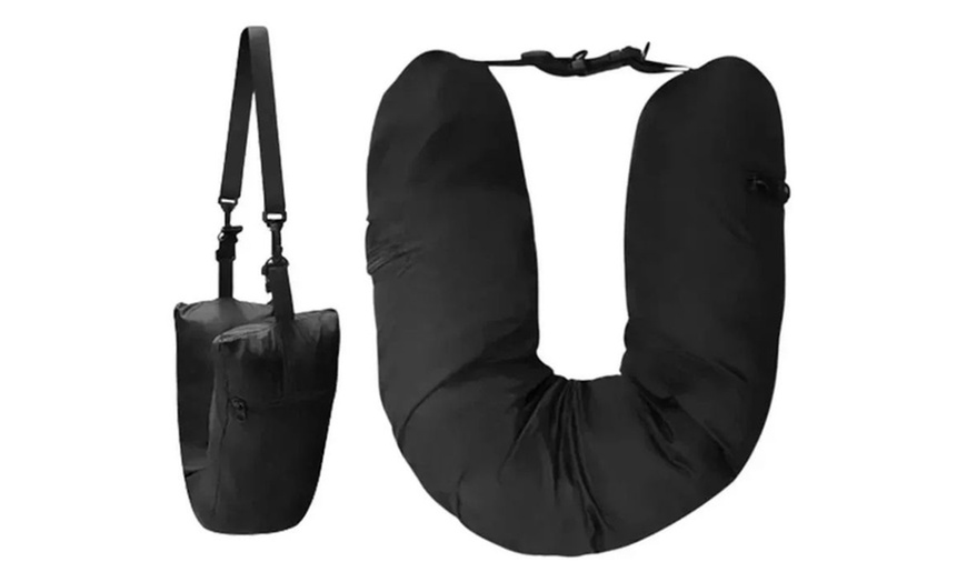 Image 4: Hidden Storage Travel Neck Pillow