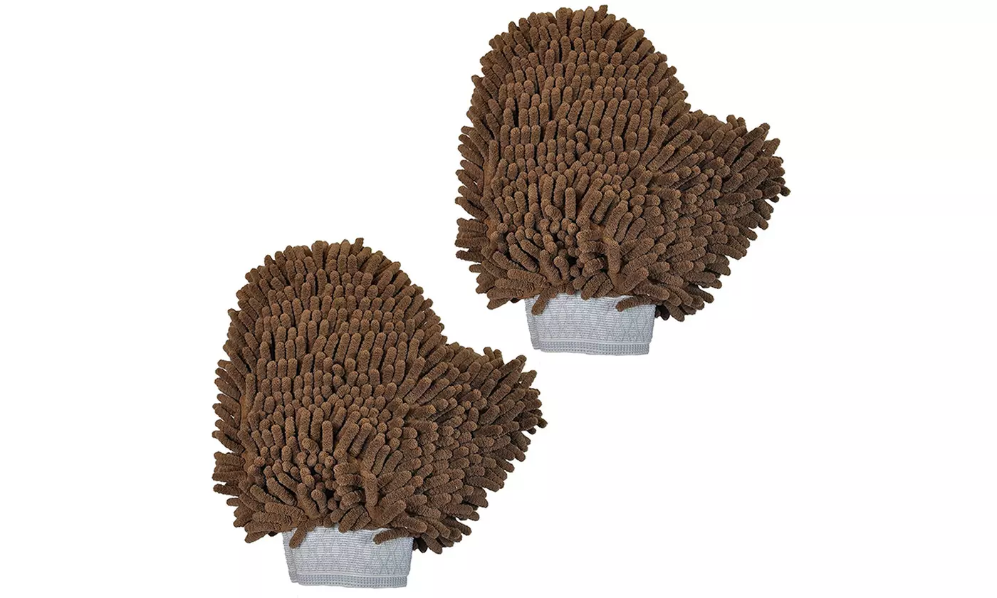 Ultra-Absorbent Microfiber Dog Bath Glove (1- or 2-Pack) - Second Medium