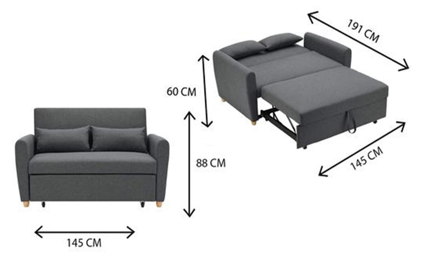 Image 20: Two-Seater Pull-Out Sofa Bed