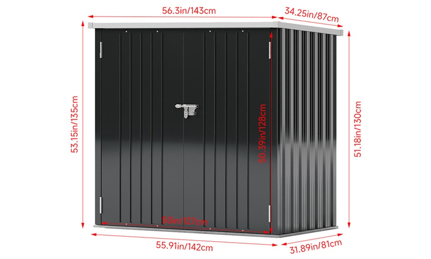 Image 6: Lockable Metal Storage Shed with Sloped Roof Design