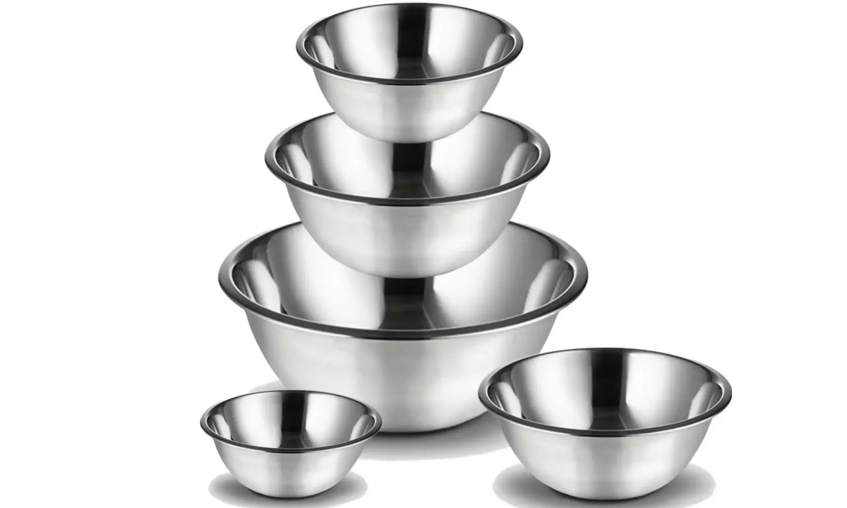 Meal Prep Polished Stainless Steel Mixing Bowls Set (5-Piece) - Primary Image