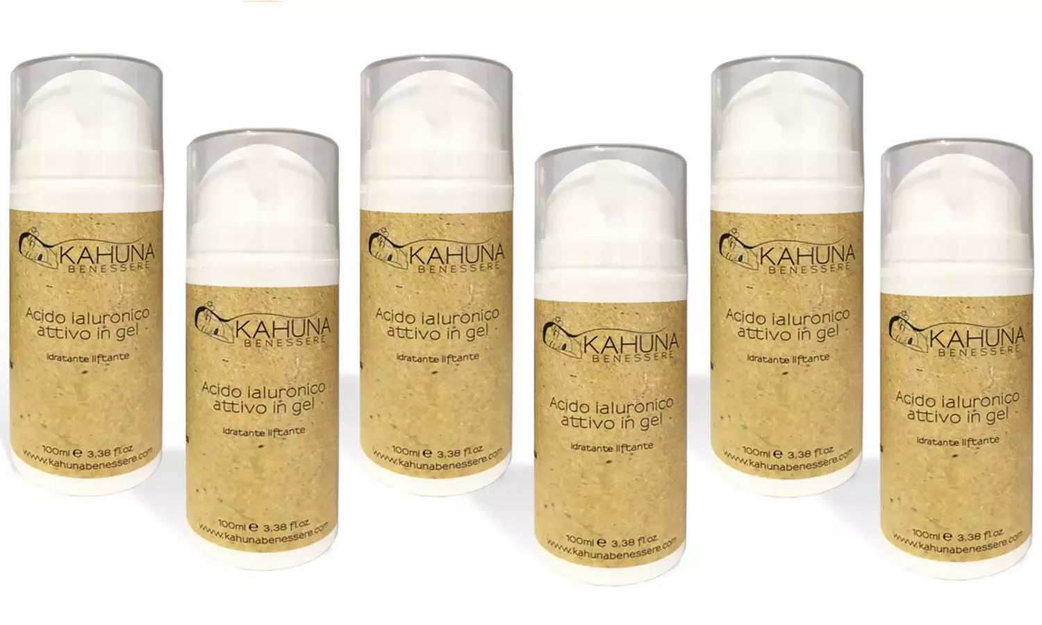 3 ou 6 flacons de crème visage à l'acide hyaluronique Kahuna Benessere