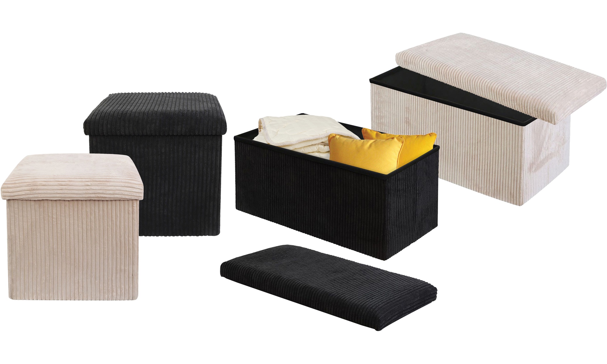 Corduroy Storage Ottoman or Foldable Cube Footstool