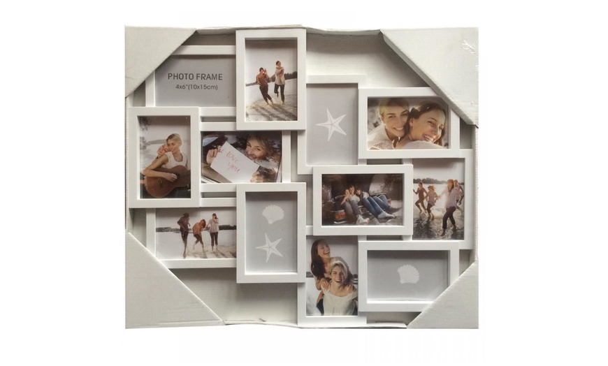 Image 2: New Large White Embossed Wall Hanging Photo Frame Collage