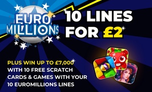 10 EuroMillions Lines For £2 + 10 Complimentary Scratch Cards