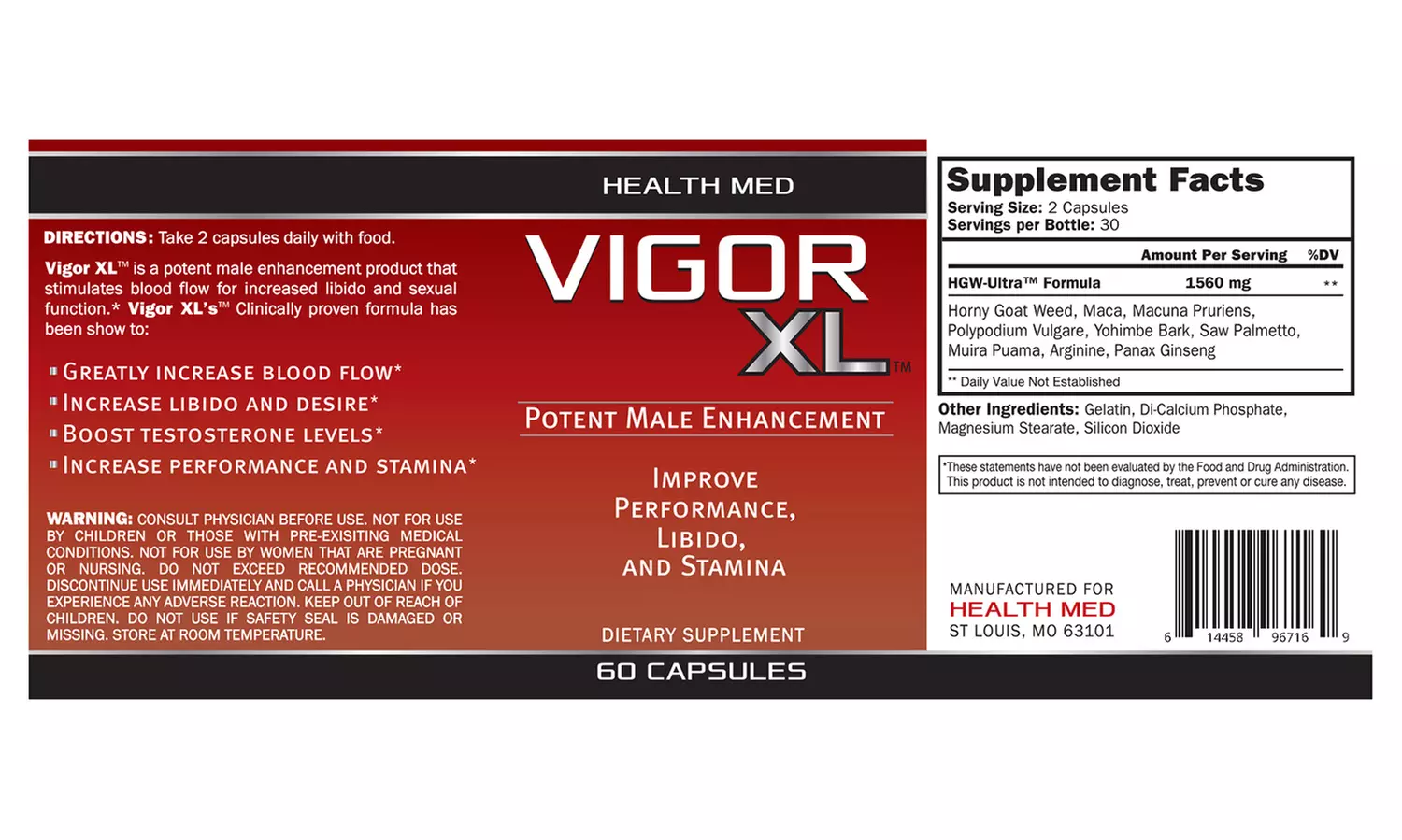 Health Med Vigor XL Powerful Male Enhancement and Sexual Aid (60-Count) - Second Medium