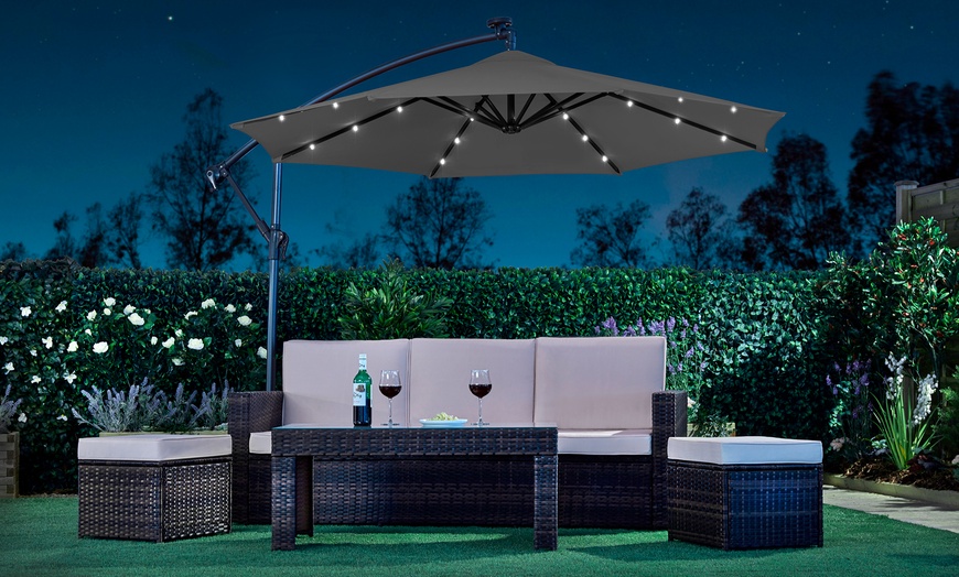 Image 10: Cantilever Parasol with Solar LED Light System and Cover