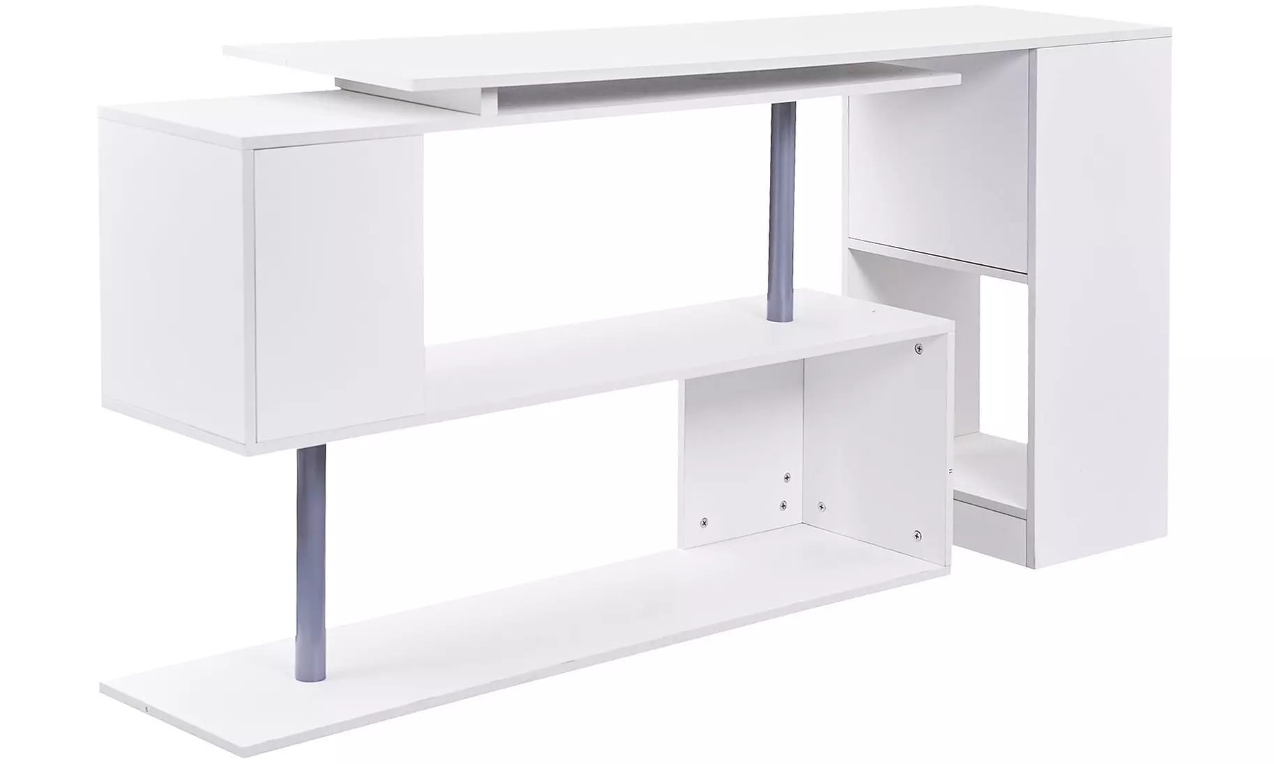 Homcom L-Shaped Desk with 360° Rotating Storage Shelves
