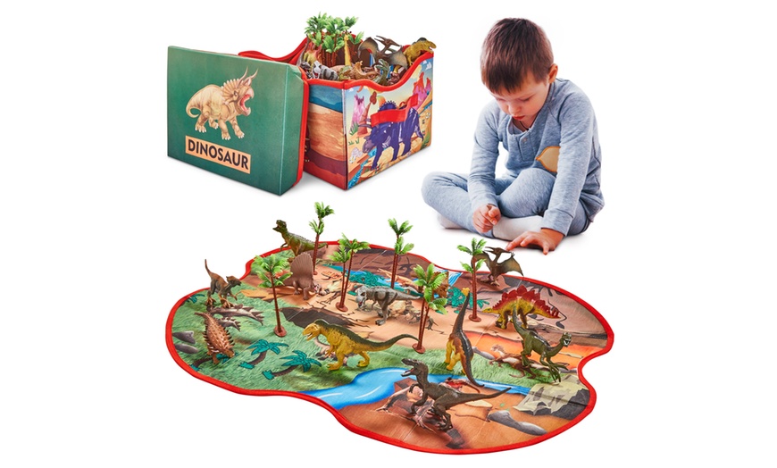 Image 1: 12 Dinosaurs Set with Storage Box and Playmat