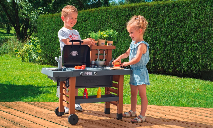 Image 1: Smoby Garden Kitchen - Versatile Playset with Grill and Sink Area