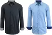2-Pack Men's Long-Sleeve Solid Slim-Fit Casual Dress Shirts (S-5XL) - Second Medium
