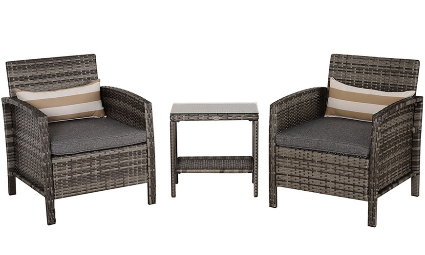 Image 6: Outsunny Rattan-Effect Bistro Furniture Set