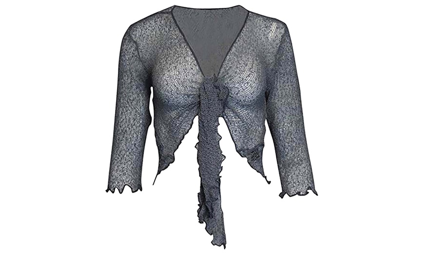 Image 11: Tie Front Lace Shrug