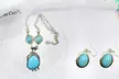 One, Two, or Three Antique-Leaves Carved Turquoise Cabochon Necklaces with Earrings from Novadab (Up to 83% Off) - Second Medium