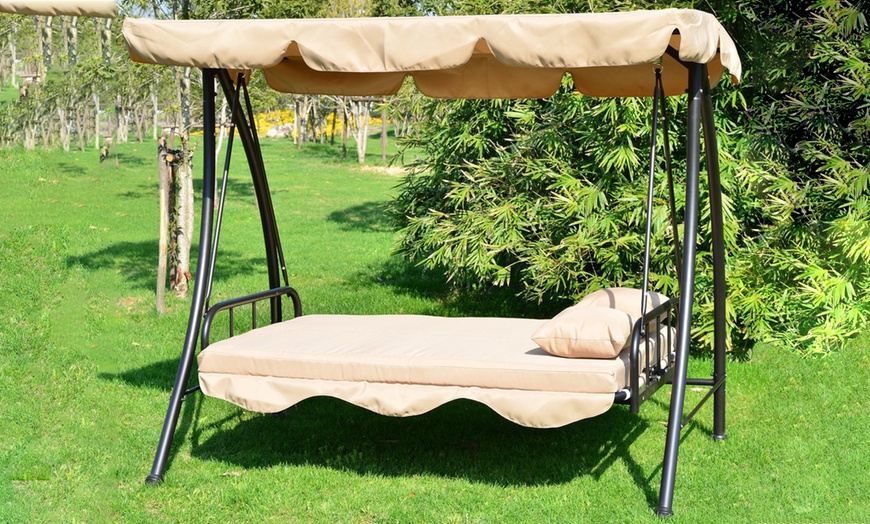 Image 9: Outsunny Three-Seater Swing Chair