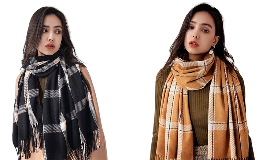 Image 13: One, Two or Three Packs of Soft Winter Checked Scarves