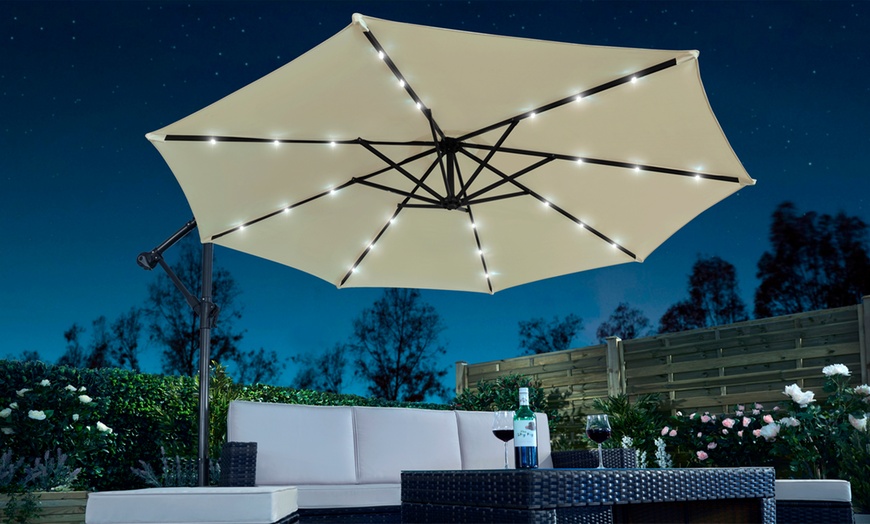 Image 5: Solar LED Cantilever Parasol