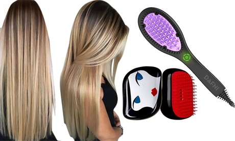 Kit Dafni di 2 spazzole lisciante in ceramica e districante tascabile