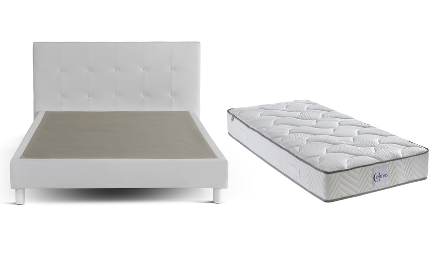 Image 17: Lit fixe Triomphe similicuir, matelas "Cosmos" en option