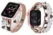 Leopard Calf Leather and Crystal Apple Watch Band All Series - Second Medium