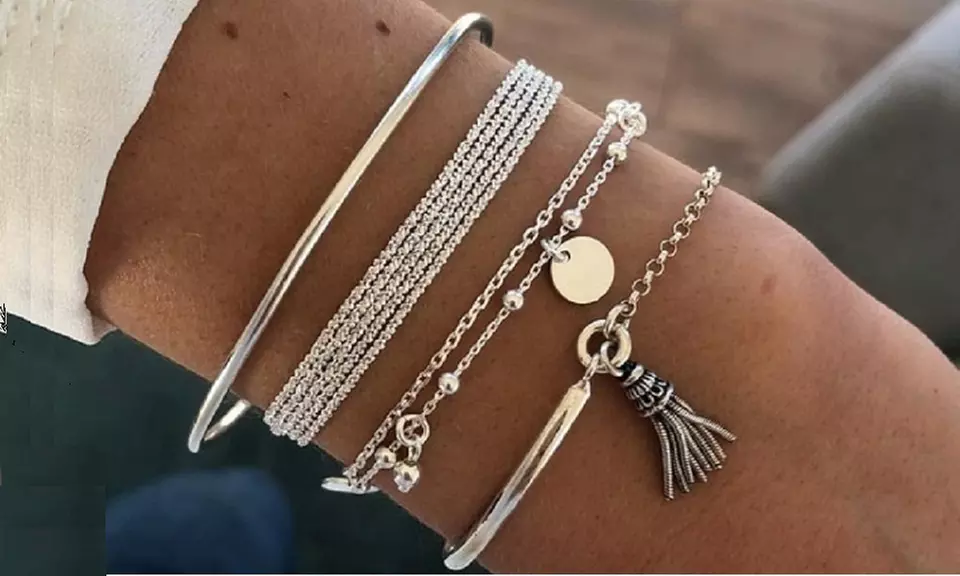 1 ou 2 lots de 4 bracelets "Louise" avec pochette pour femme - Primary Image