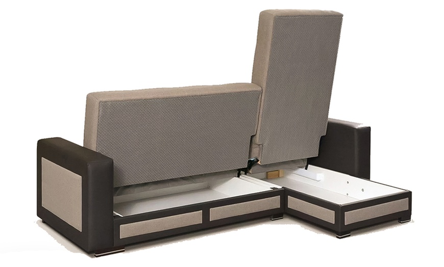 Image 4: L-Shaped Convertible Sofa Bed in Grey or Brown