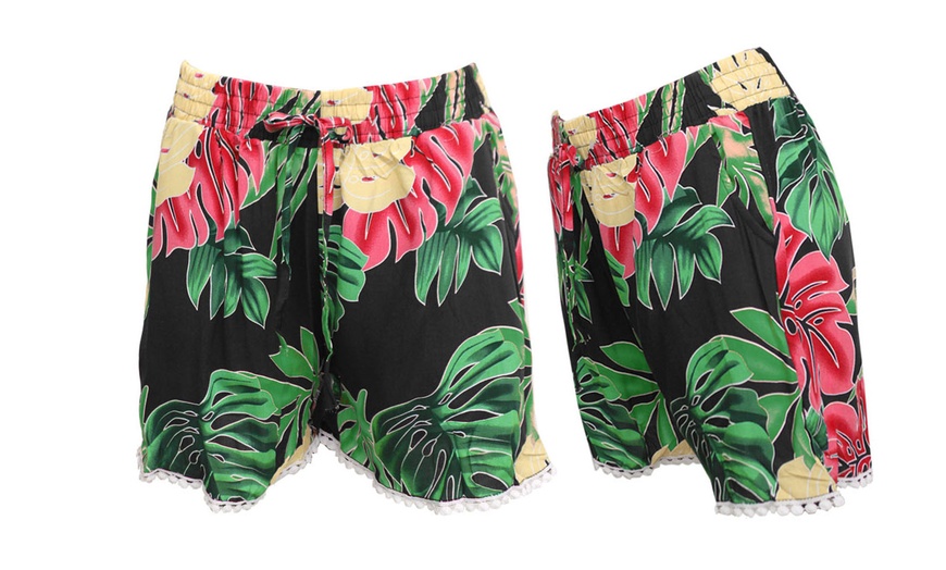 Image 14: Printed Pom-Pom Hem Cotton Shorts