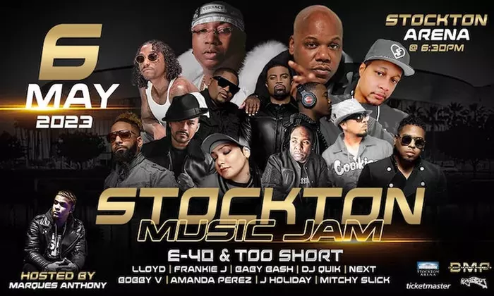 Stockton Music Jam W/ E-40 & Too Short, Lloyd, Frankie J, Baby Bash, DJ Quik, Next, Bobby V & more on May 6 at 6:30 p.m. - Primary Image