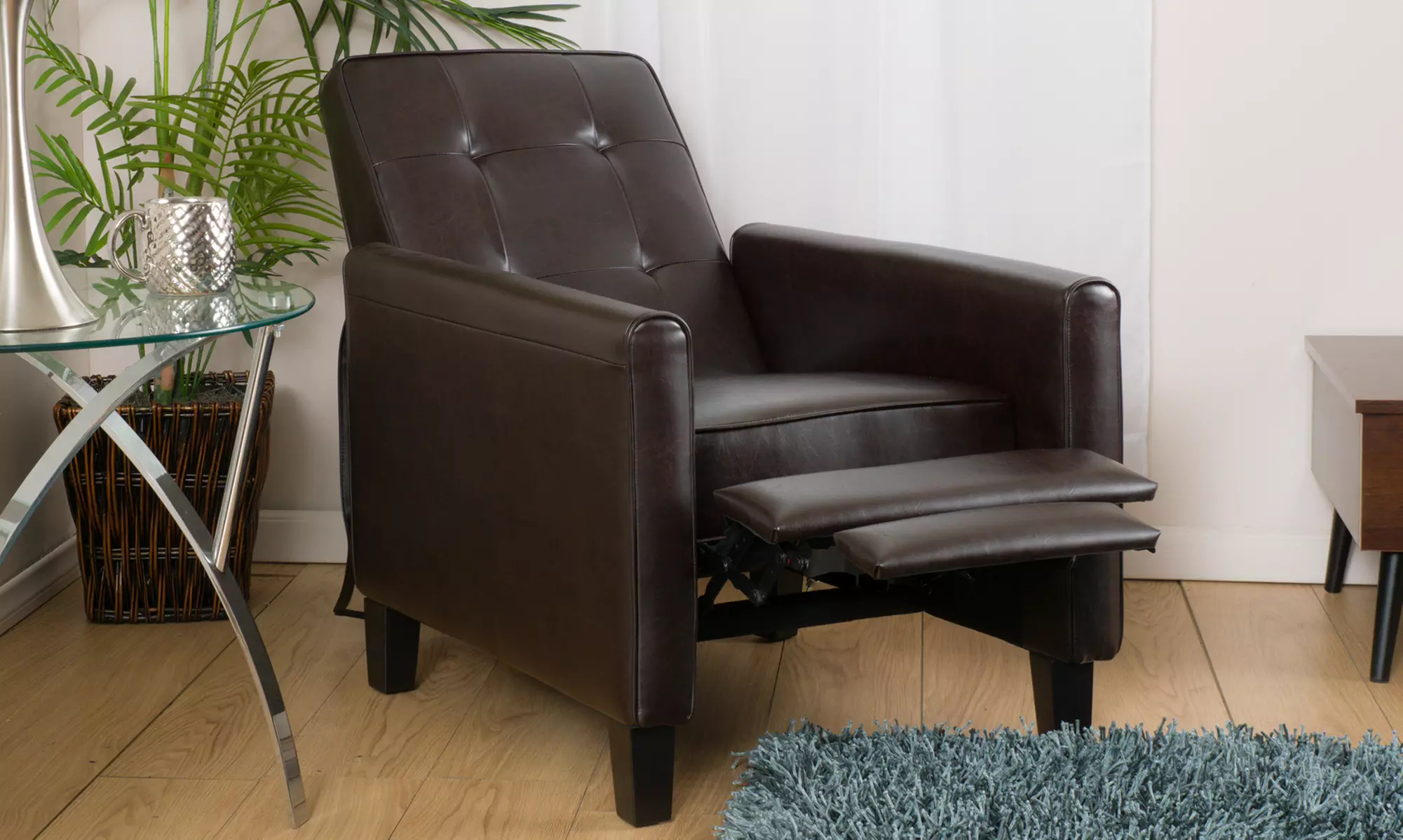 Deana Tufted-Leather Club Chair Recliner - Second Medium