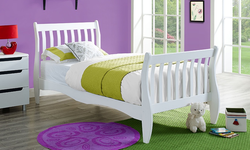 Image 2: Natural or White Pine Sleigh Bed