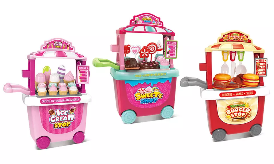 Ice Cream, Candy, or Hamburger Portable Cart Pretend Playset - Primary Image