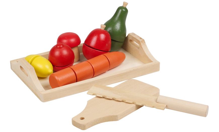 Image 6: Set of Pretend Play Wooden Food Playsets