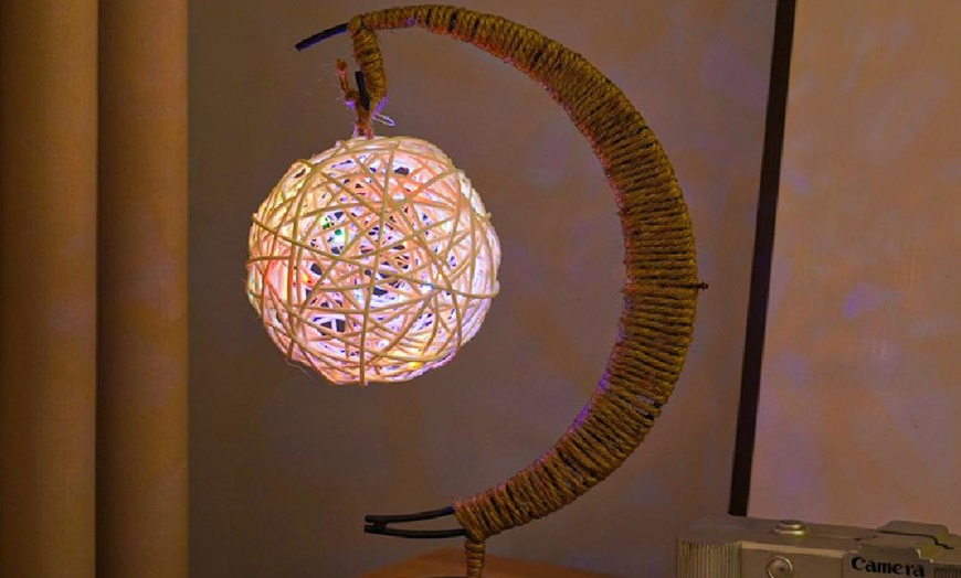 Image 20: LED Half-Moon Rattan Ball Lamp