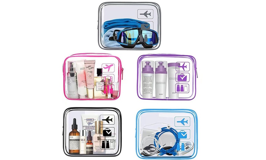 Image 1: Transparent Travel Toiletries Storage Bag 