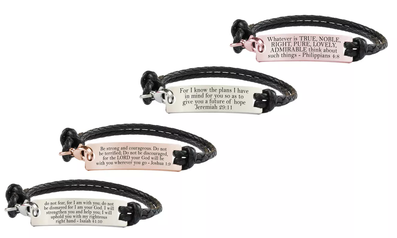 Genuine Leather Fully Adjustable Scripture Bracelets by Pink Box - Primary Image