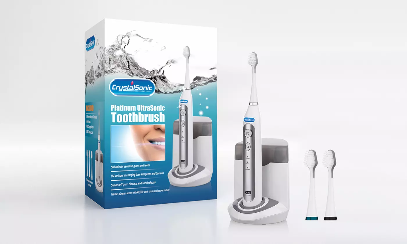 CrystalSonic UltraSonic Toothbrush with UV Charging Base - Primary Image