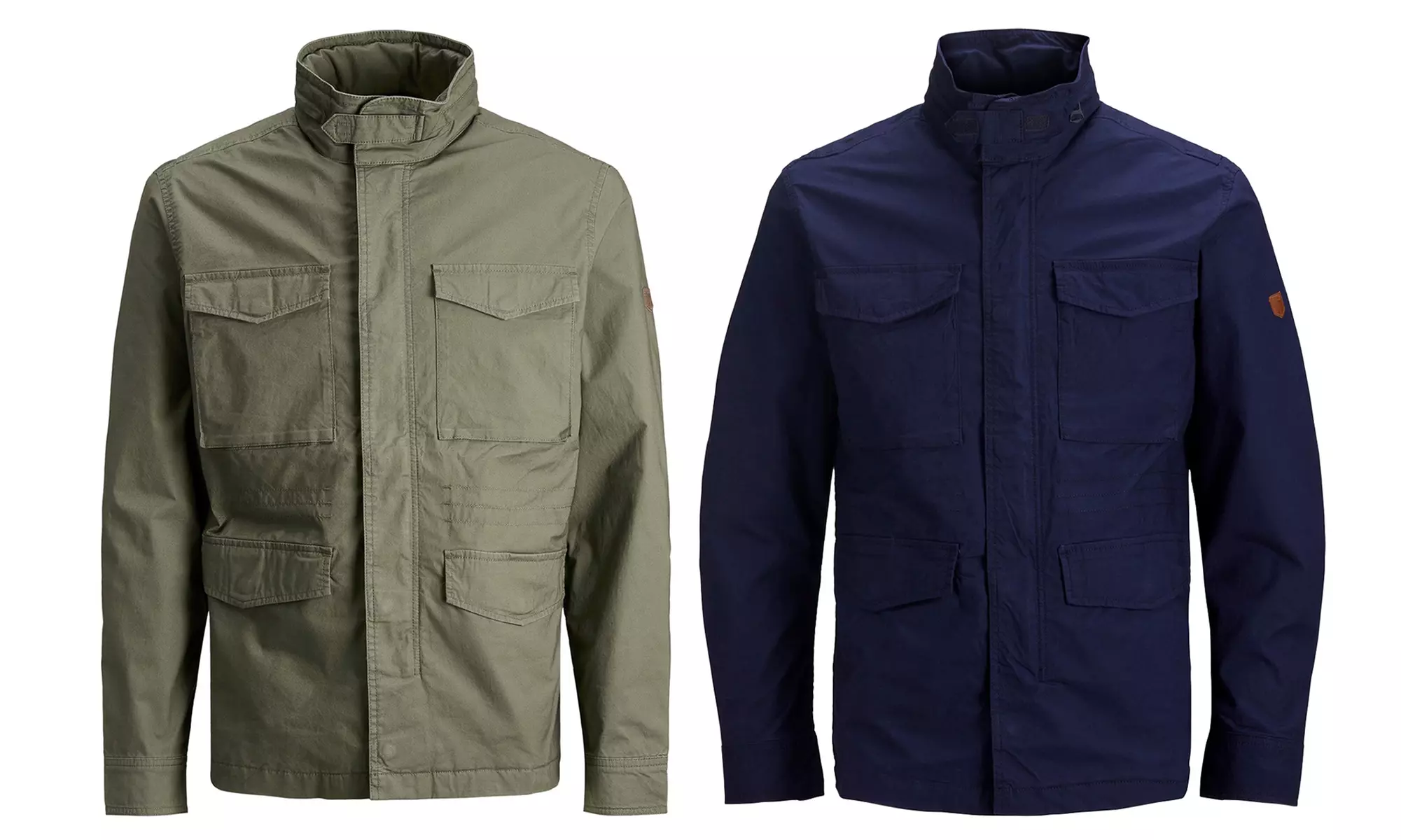 Jack & Jones leichte Herren-Jacke  im Military-Look in Khaki oder Dunkelblau in der Größe nach Wahl - Primary Image