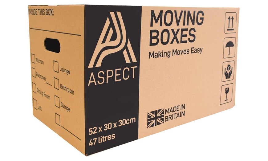 Image 3: Aspect Large Moving Boxes with Lids, Handles, Tape & Marker - 47 Litres