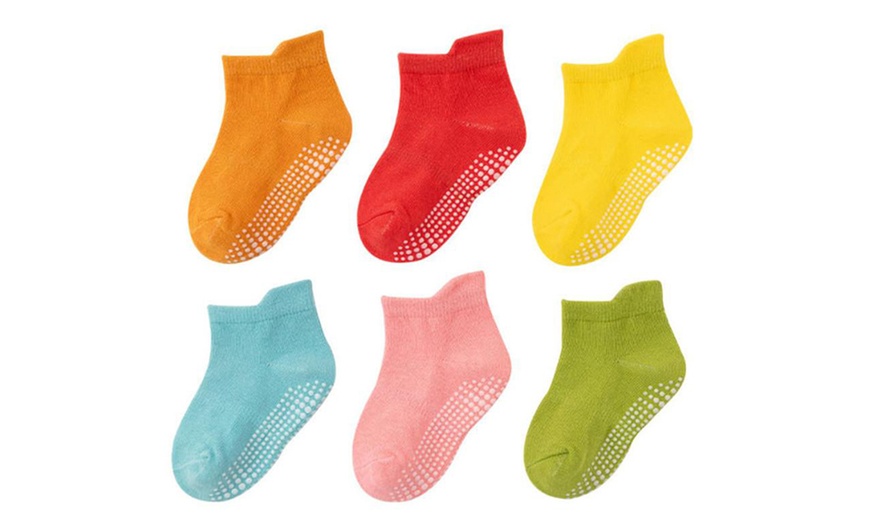 Image 1: Pack of Six Children's Non-Slip Socks