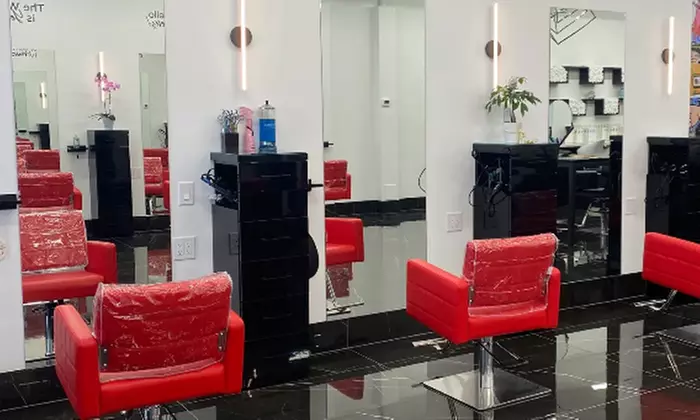 Root Refresh, Deep Conditioning, Haircut & Hollywood Curls & Waves Blowout (Up to 31% Off) - Primary Image