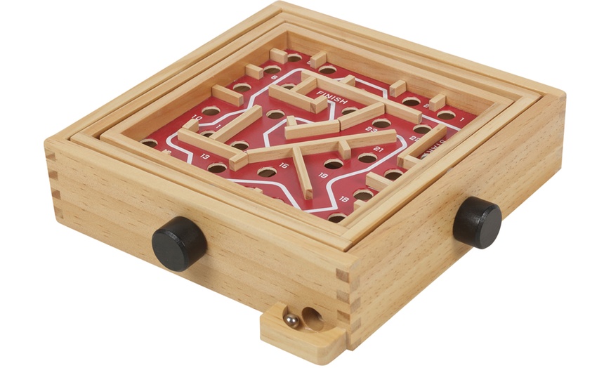 Image 2: Wooden Labyrinth Game