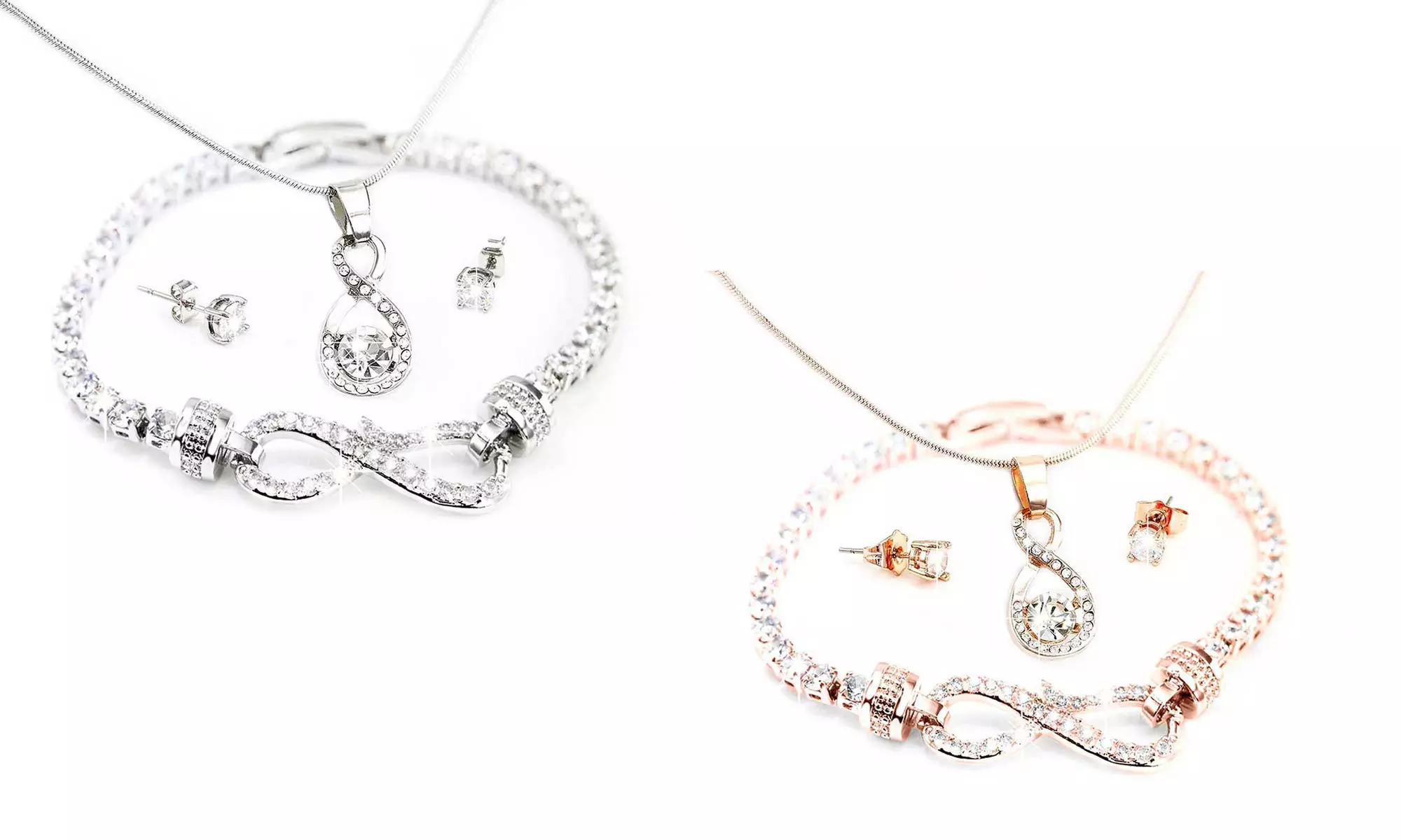 Parure Canis collier avec pendentif bracelet et BO Crystal Infinity cristaux Swaovski® - Primary Image