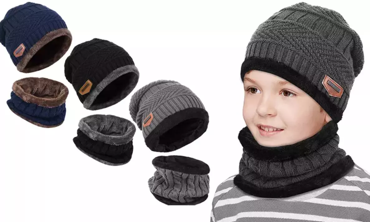 Gorro de punto para niños y niñas, con opción a cuello redondo a juego
