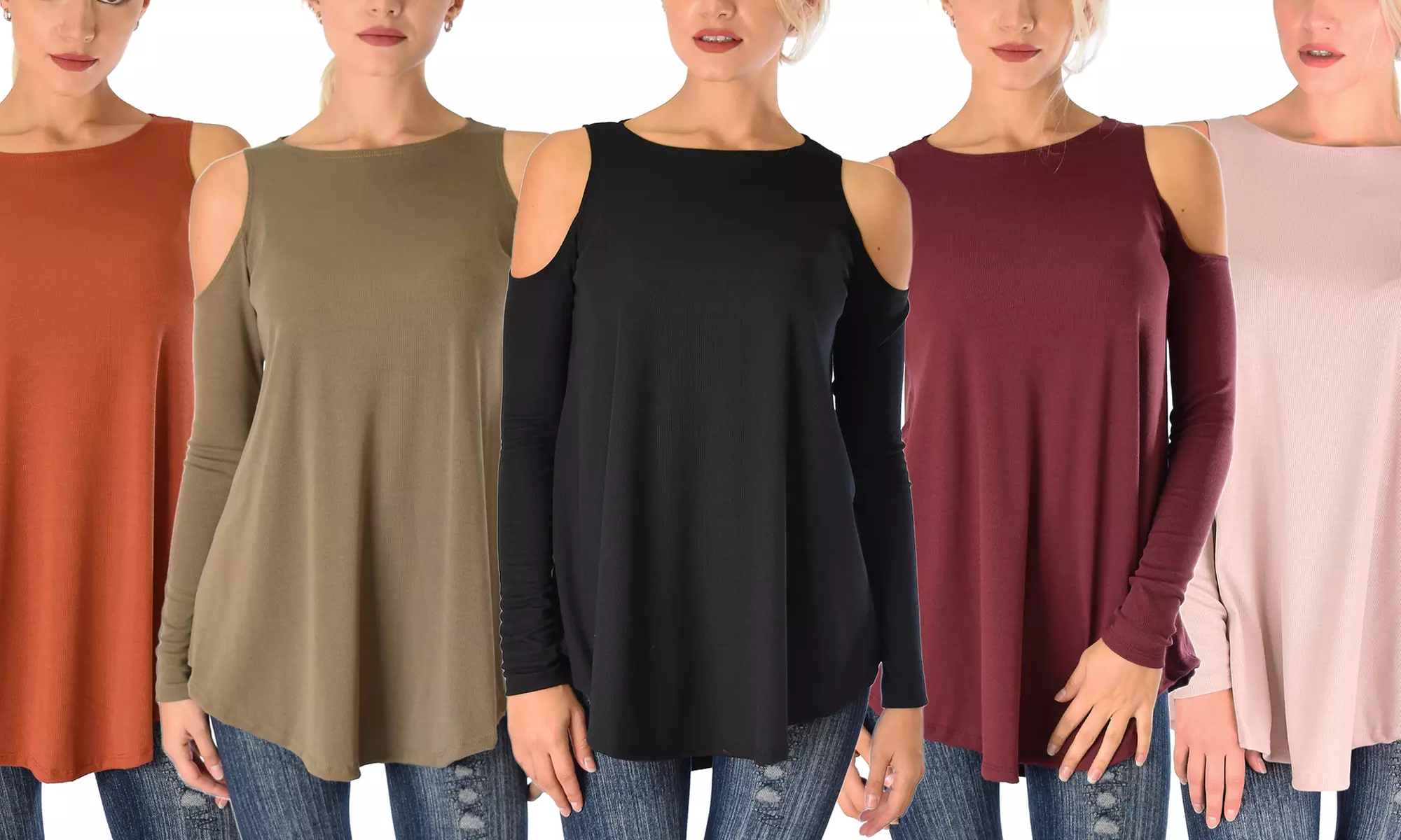 Lyss Loo In Good Company Women's Ribbed Cold-Shoulder Long-Sleeve Top - Primary Image