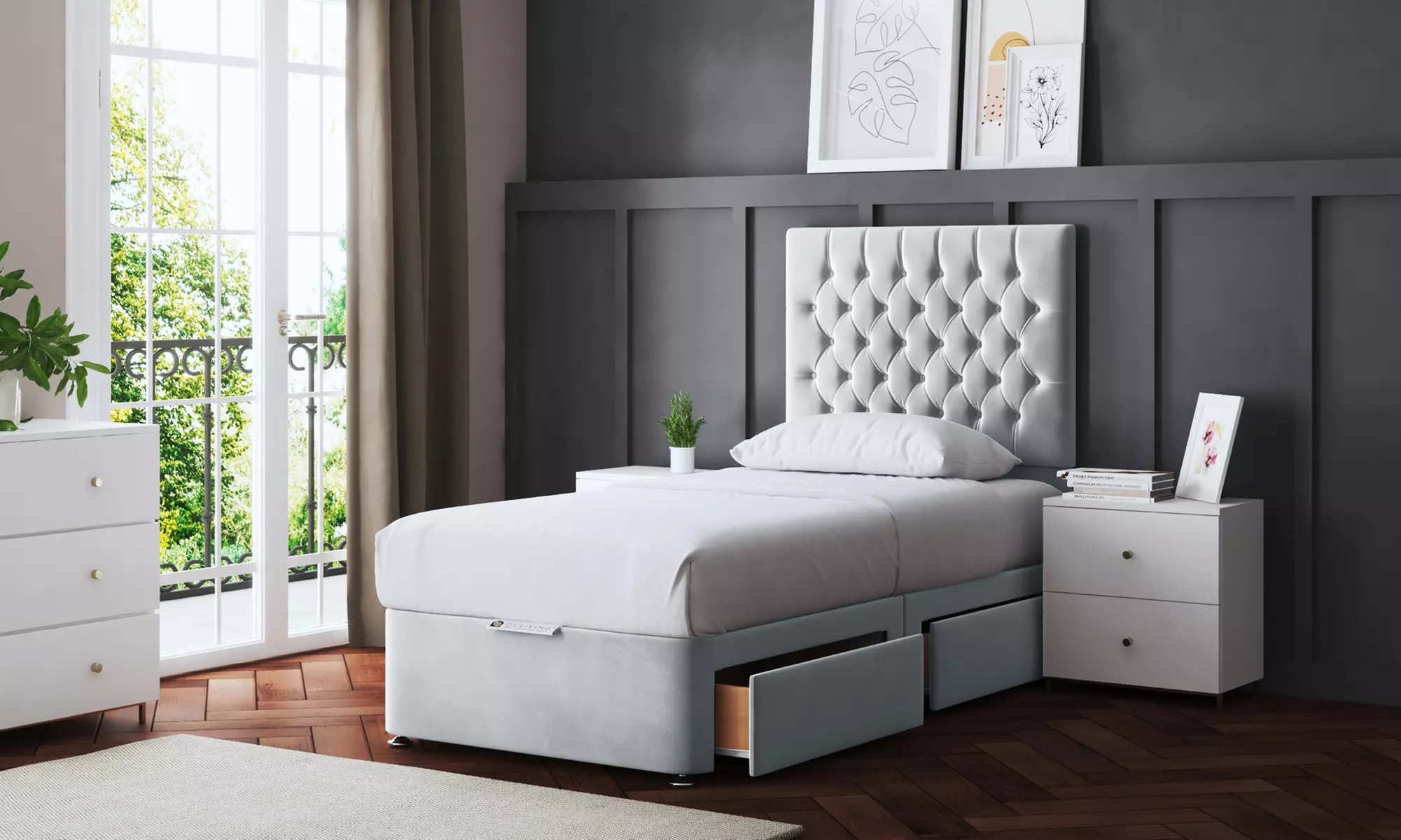 Seraphine Chesterfield Divan Bed with Four Drawers