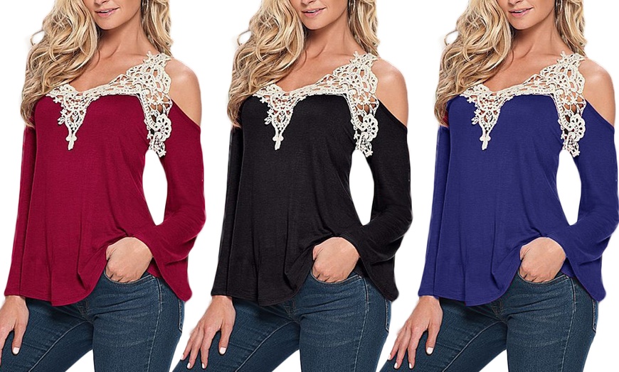 Image 1: Women's Cold-Shoulder Top 