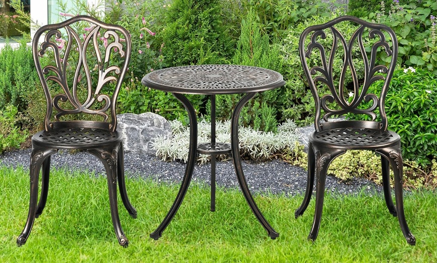 Image 1: Outsunny Three-Piece Garden Bistro Set