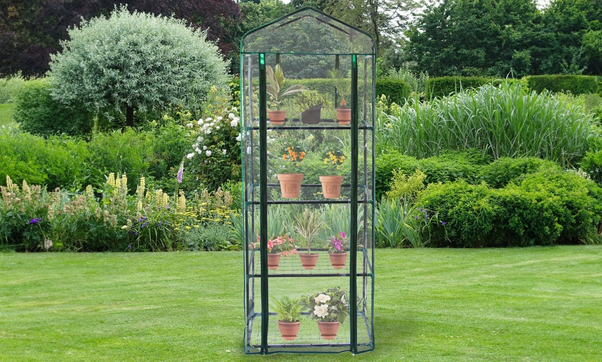 Image 1: 4-Tier Easy Access Mini Greenhouse